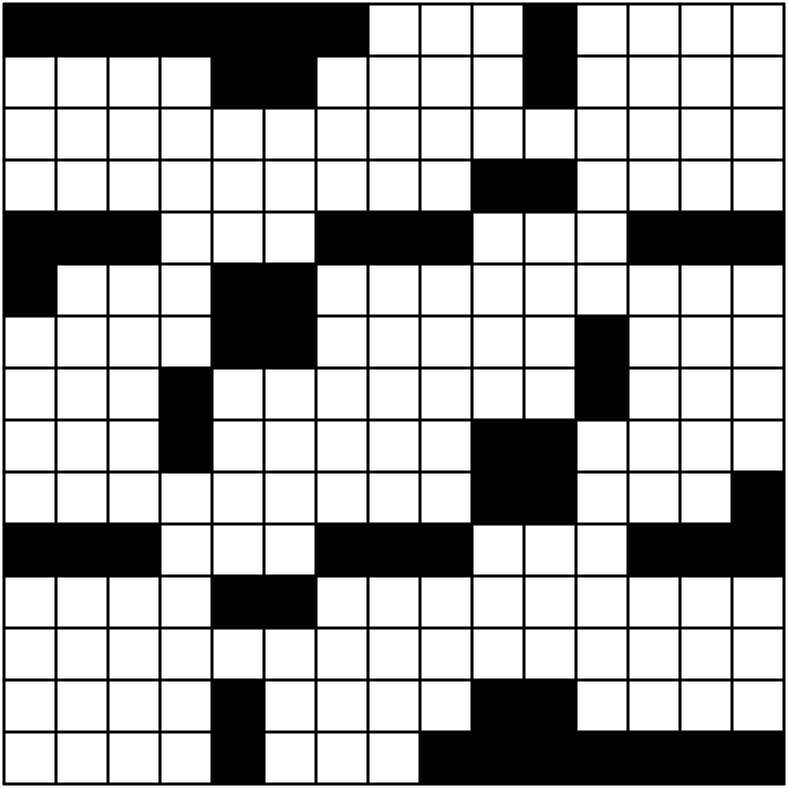 A 15x15 crossword grid